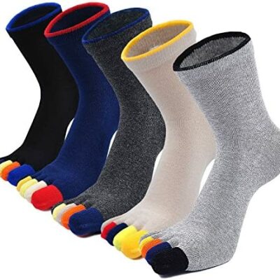 PUTUO Chaussettes à orteils pour hommes, Chaussettes à orteils fendus, Chaussettes de sport en coton pour hommes et Chaussettes professionnelles, EU 39-44, 3/4/5 paires