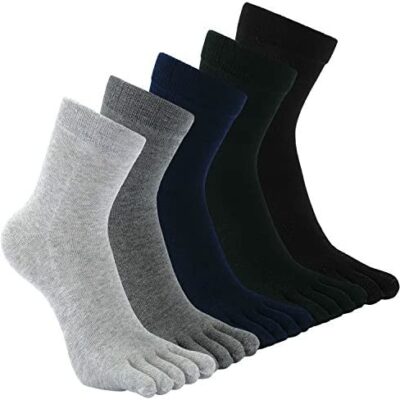 Teenloveme Chaussettes à bout en coton pour homme, 5 paires