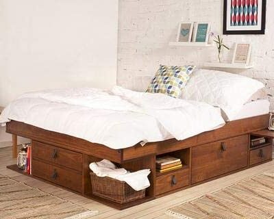 Memomad Bali Multipurpose Bed - Grands rangements et tiroirs, idéal pour les petites chambres - Bois massif 140x200cm