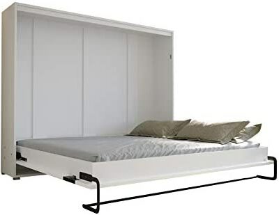 mb-moebel Meuble lit escamotable horizontal avec rangement (18cm une fois fermé) - Contemporain - 180x215x46/191cm - Alabama LVL (sans matelas, noir)