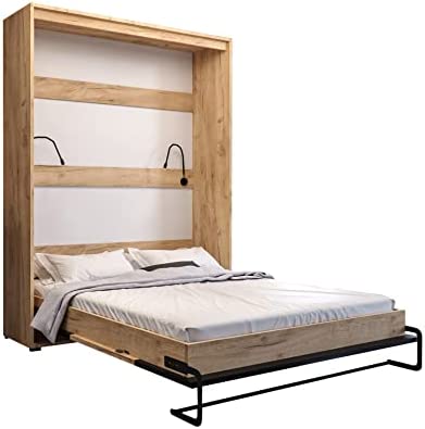 mb-moebel Vertical Wall Bed Armoire Double avec Coffre (18 cm d'espace lorsqu'il est fermé) ou sans matelas -