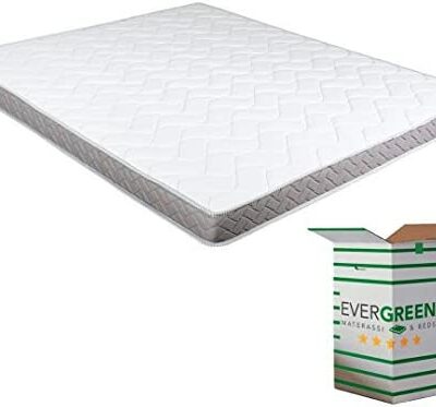 Matelas double Evergreenweb 140x190 cm pas cher épaisseur 12 cm ergonomique et respirant. Matelas en mousse orthopédique simple.Surmatelas blanc hypoallergénique, matelas supplémentaire dépliable