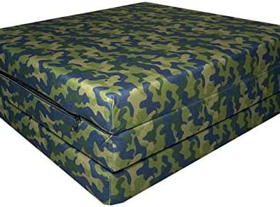 Fortisline, matelas, lit d'appoint rabattable 180x65x7 cm, fauteuil, futon motif camouflage bleu marine