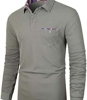 VHUQGVU Polo à manches longues pour homme Basic Regular Slim Fit Golf Top M-3XL