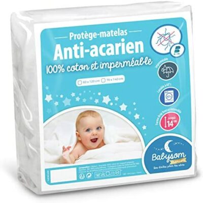 Babysom - Housse de Matelas Anti-Acariens - 70x140 cm | SHOPBOP Coussin Imperméable Soft Quiet | 100% Coton Eponge : Doux et Absorbant | Oeko-Tex®