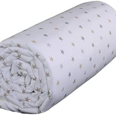 P'tit Basile - Draps pour lits et matelas 60x120 cm - Coques aux 4 coins - Coton bio - 57 fils par cm2 - Imprimé étoiles