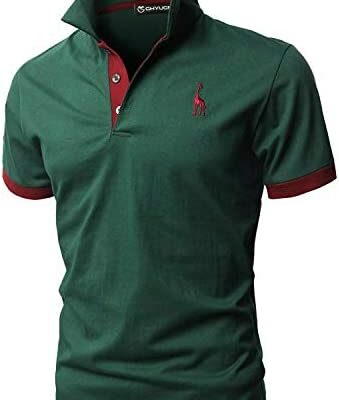 GHYUGR Polos à la mode pour hommes T-shirts décontractés à manches courtes Slim Fit Tops brodés S-XXL