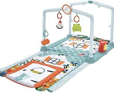 Fisher-Price Mon tapis de cabine 3 en 1, tapis de jeu qui évolue en tunnel de cabine, avec musique et jouets lumineux, jouets d'apprentissage précoce, à partir de 1 an, HJK45