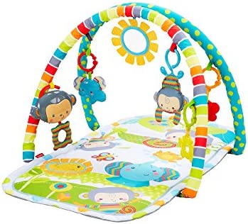 Fisher-Price Oli the Marmoset Tapis de jeu musical pour bébé, deux cerceaux souples pour un transport et un stockage faciles, dès la naissance, CLJ42 [Exclusif Amazon]