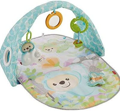 Fisher-Price Sweet Dreams Tapis d'activité papillon et de jeu pour bébé, comprend 5 jouets et nuages ​​musicaux, dès la naissance, DYW46