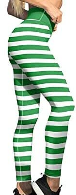 OYSOHE Paddys Pants Imprimé Lucky Green Stripes - Leggings Moulants pour Yoga, Course à Pied, Pilates, Gym, Leggings d'Entraînement Taille Haute - Leggings Capri Taille Plus