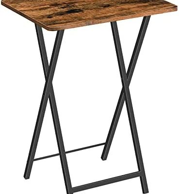 HOOBRO Table d'Appoint, Petite Table TV, Table Pliante, Table Basse, Table de Lit, Plateau de Dîner, Facile à Assembler, Gain de Place, Stable, Durable, Rustique Marron et Noir EBF20BZ01